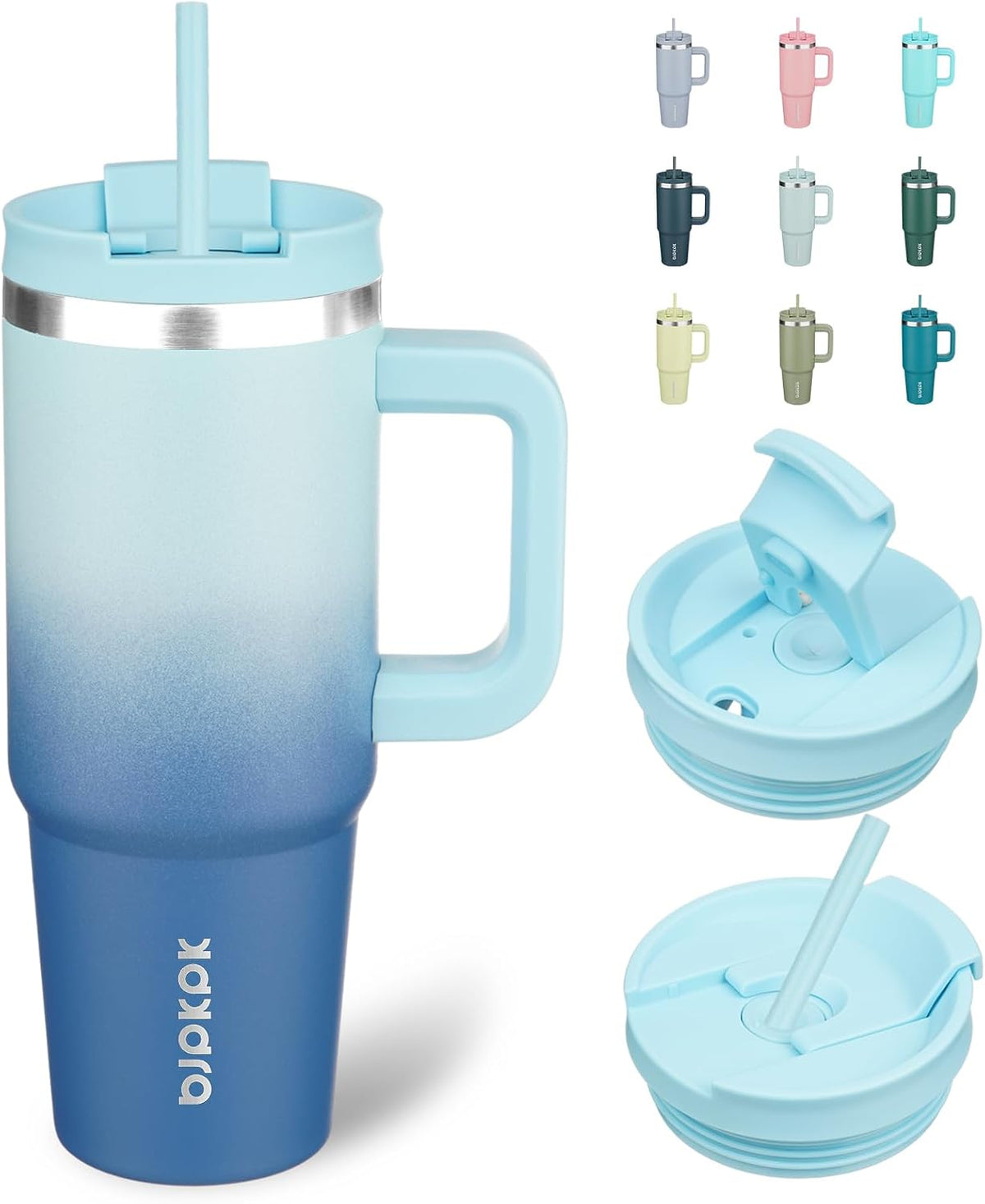 Insulated Tumbler with Handle & Straw
