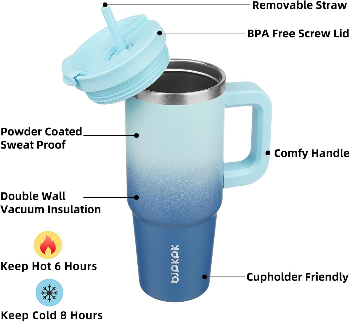 Insulated Tumbler with Handle & Straw